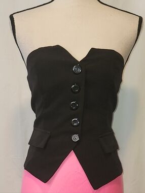 Wearever Black Strapless Button-Front Top
